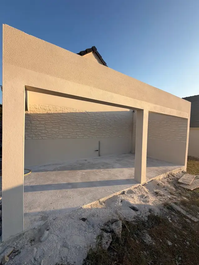 Carport maçonné deux places réalisé par l'Entreprise Grochowski